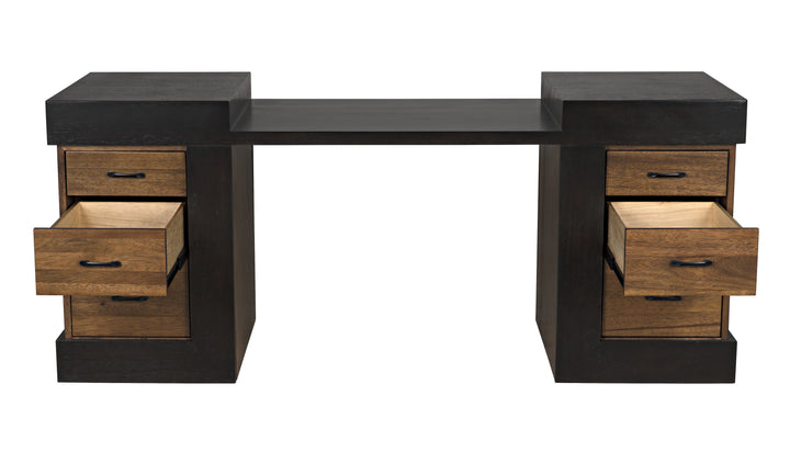 American Home Furniture | Noir - Bentley Desk, Dark/Ebony Walnut