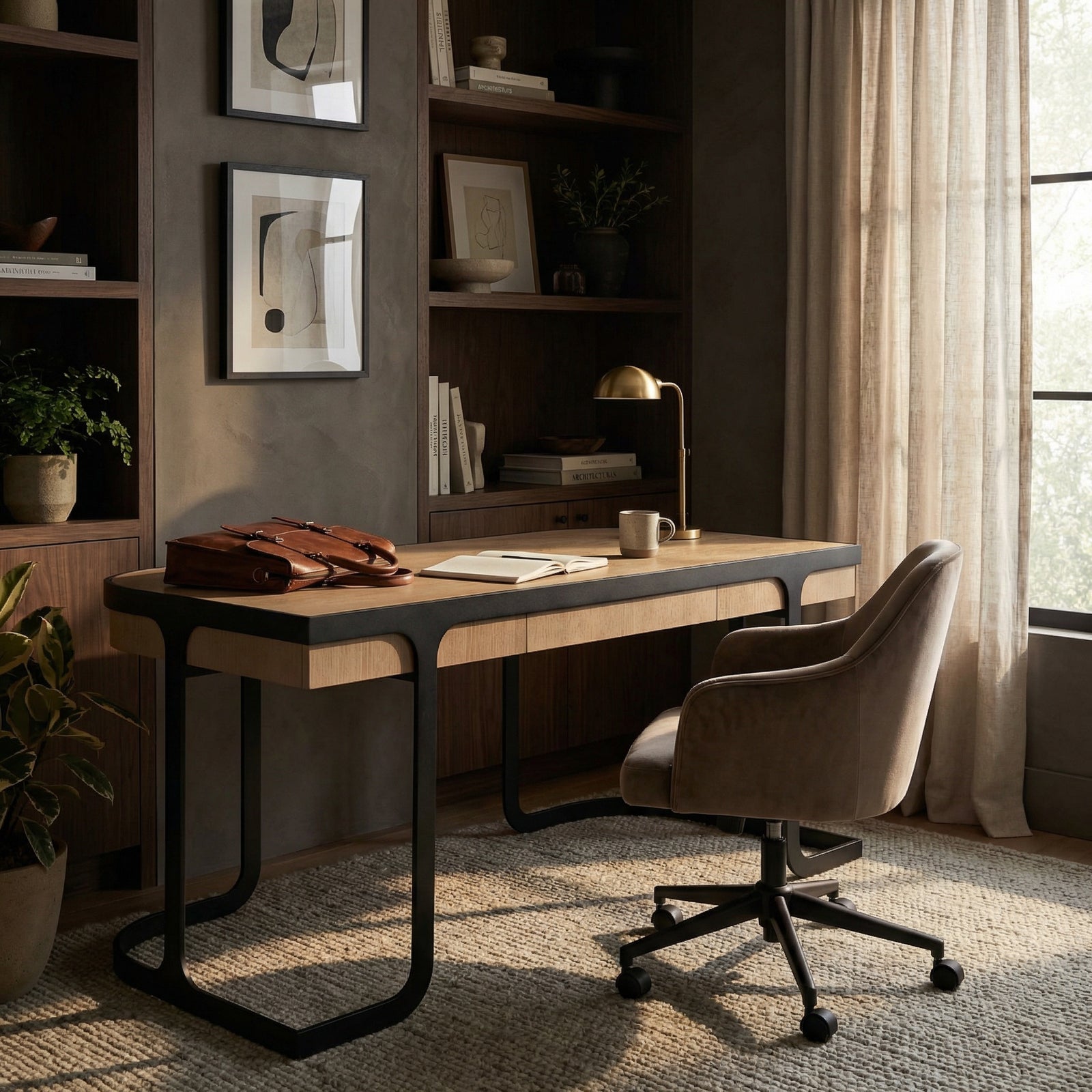 Noir - Hamilton Desk, White Oak - GDES207WO