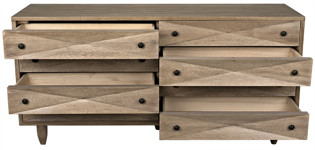 American Home Furniture | Noir - Diamond Double Chest, Washed Walnut