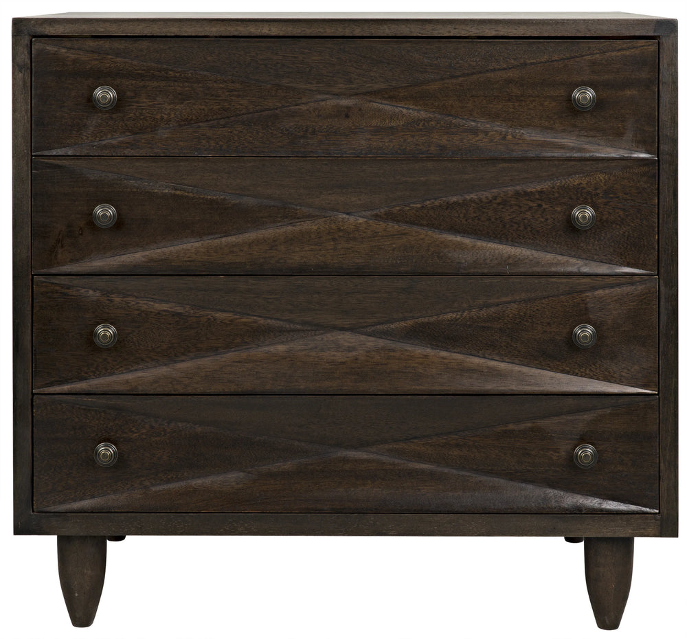 American Home Furniture | Noir - Diamond Chest, Ebony Walnut