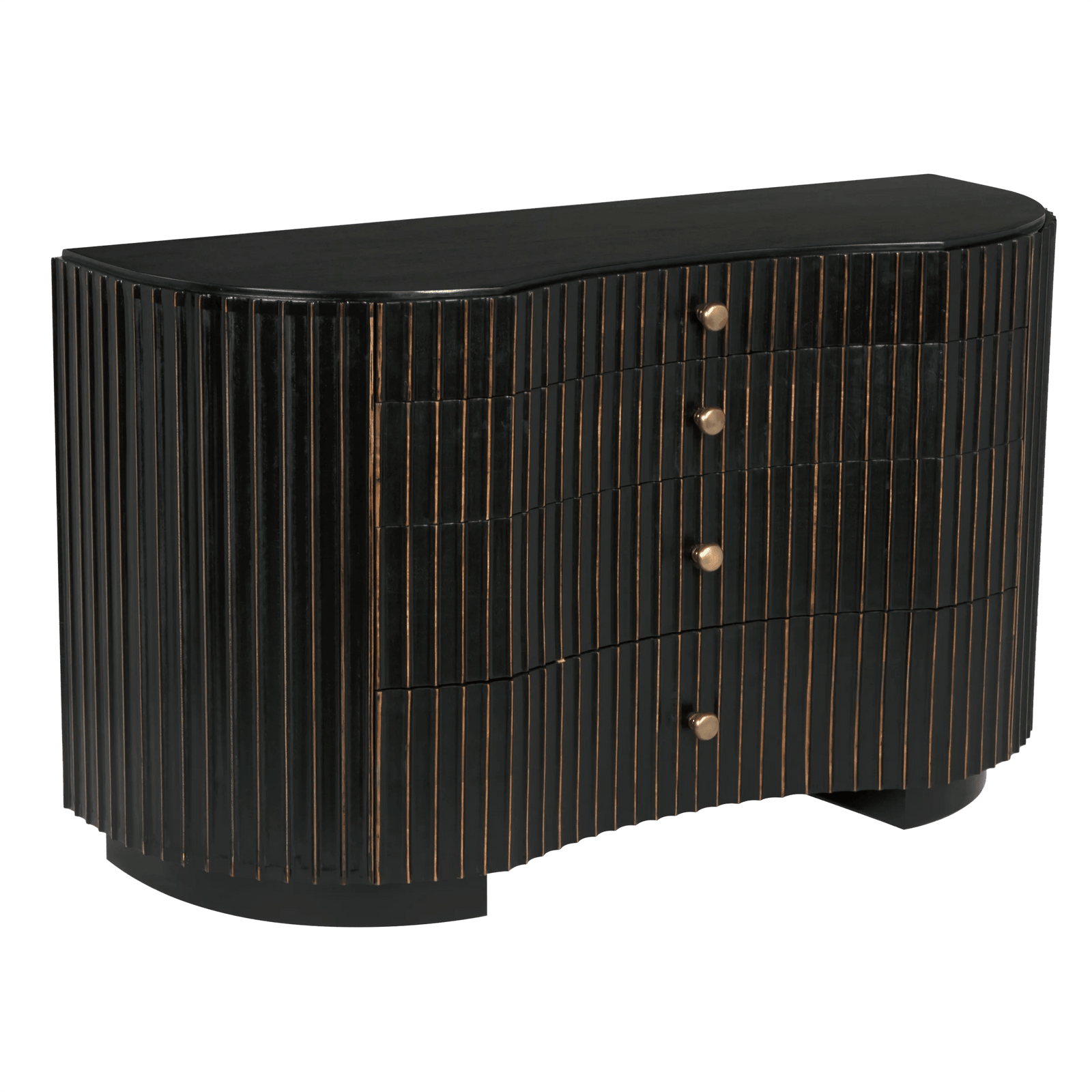 Noir Irene Dresser, Hand Rubbed Black with Light Brown Trim DRESSERS