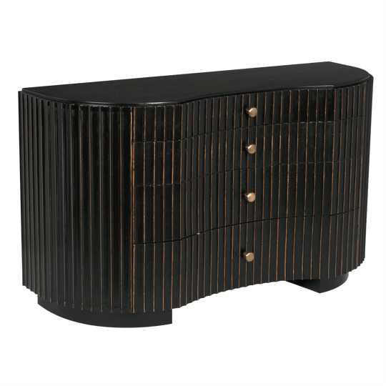 Noir Irene Dresser, Hand Rubbed Black with Light Brown Trim DRESSERS