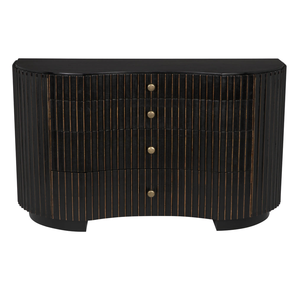 American Home Furniture | Noir - Irene Dresser, Hand Rubbed Black with Light Brown Trim