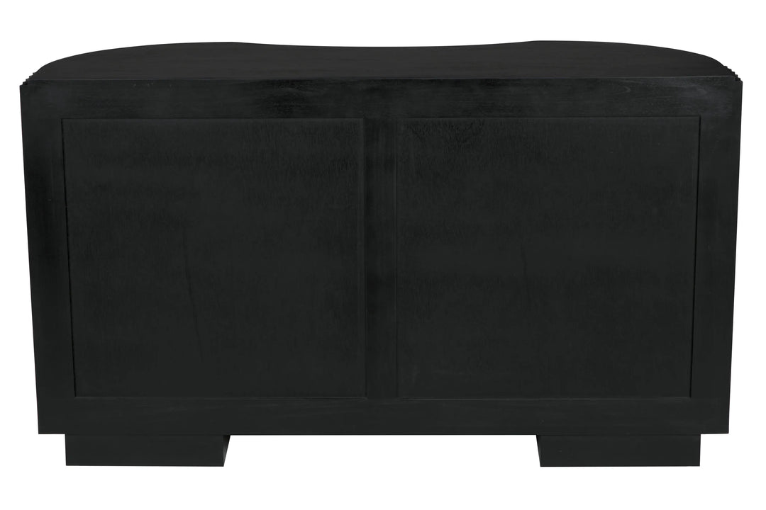 American Home Furniture | Noir - Irene Dresser, Hand Rubbed Black with Light Brown Trim