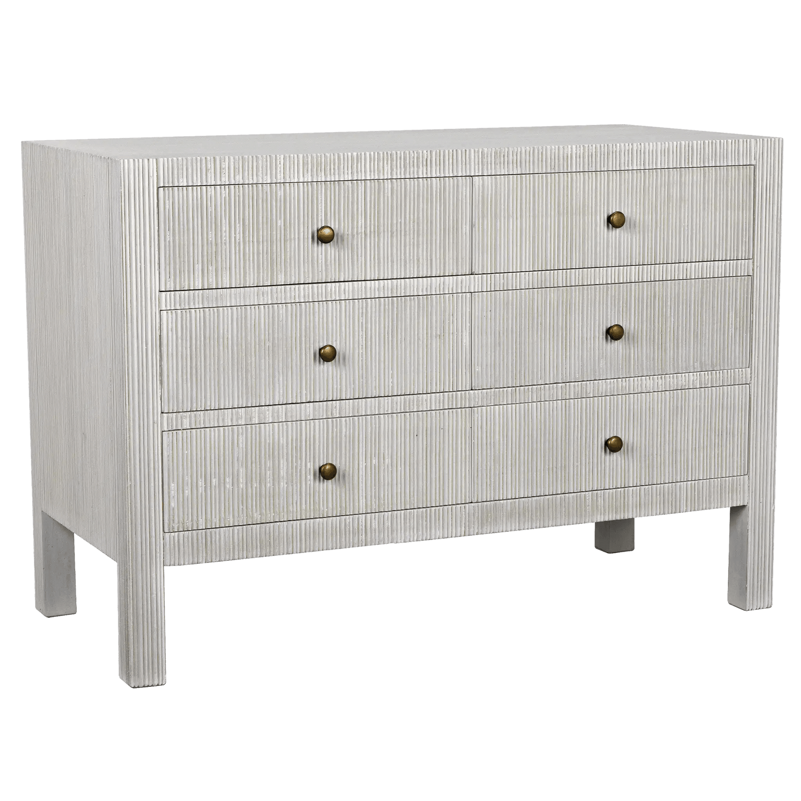 Noir Conrad 6 Drawer Dresser, White Wash DRESSERS