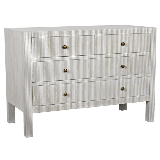 Noir Conrad 6 Drawer Dresser, White Wash DRESSERS