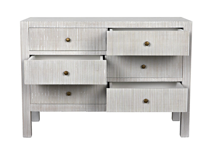 American Home Furniture | Noir - Conrad 6 Drawer Dresser, White Wash