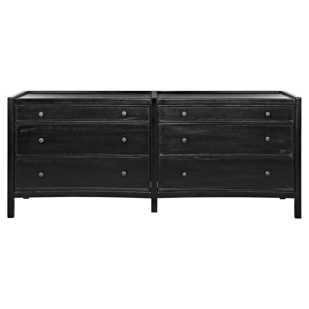 American Home Furniture | Noir - Hampton 6 Drawer Dreser, Hand Rubbed Black