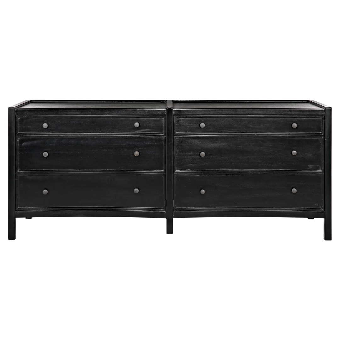 American Home Furniture | Noir - Hampton 6 Drawer Dreser, Hand Rubbed Black