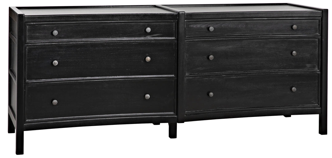 American Home Furniture | Noir - Hampton 6 Drawer Dreser, Hand Rubbed Black