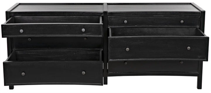 American Home Furniture | Noir - Hampton 6 Drawer Dreser, Hand Rubbed Black