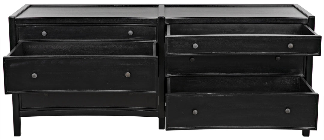 American Home Furniture | Noir - Hampton 6 Drawer Dreser, Hand Rubbed Black