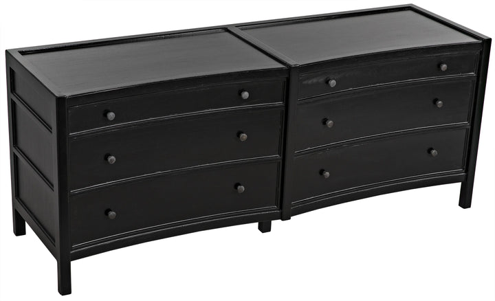 American Home Furniture | Noir - Hampton 6 Drawer Dreser, Hand Rubbed Black