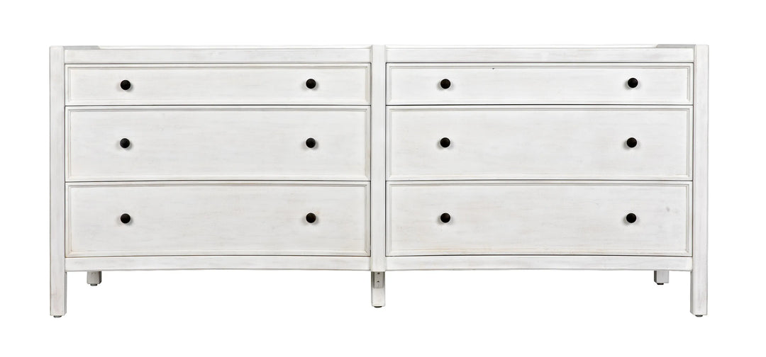 American Home Furniture | Noir - Hampton 6 Drawer Dresser, White Wash