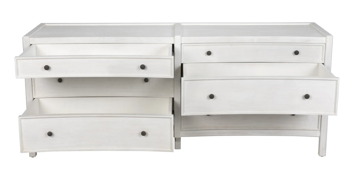 American Home Furniture | Noir - Hampton 6 Drawer Dresser, White Wash