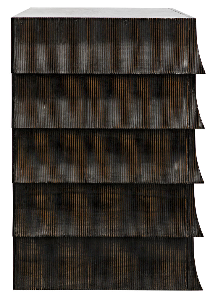 American Home Furniture | Noir - Ava Dresser, Hand Rubbed Black with Light Brown Highlights