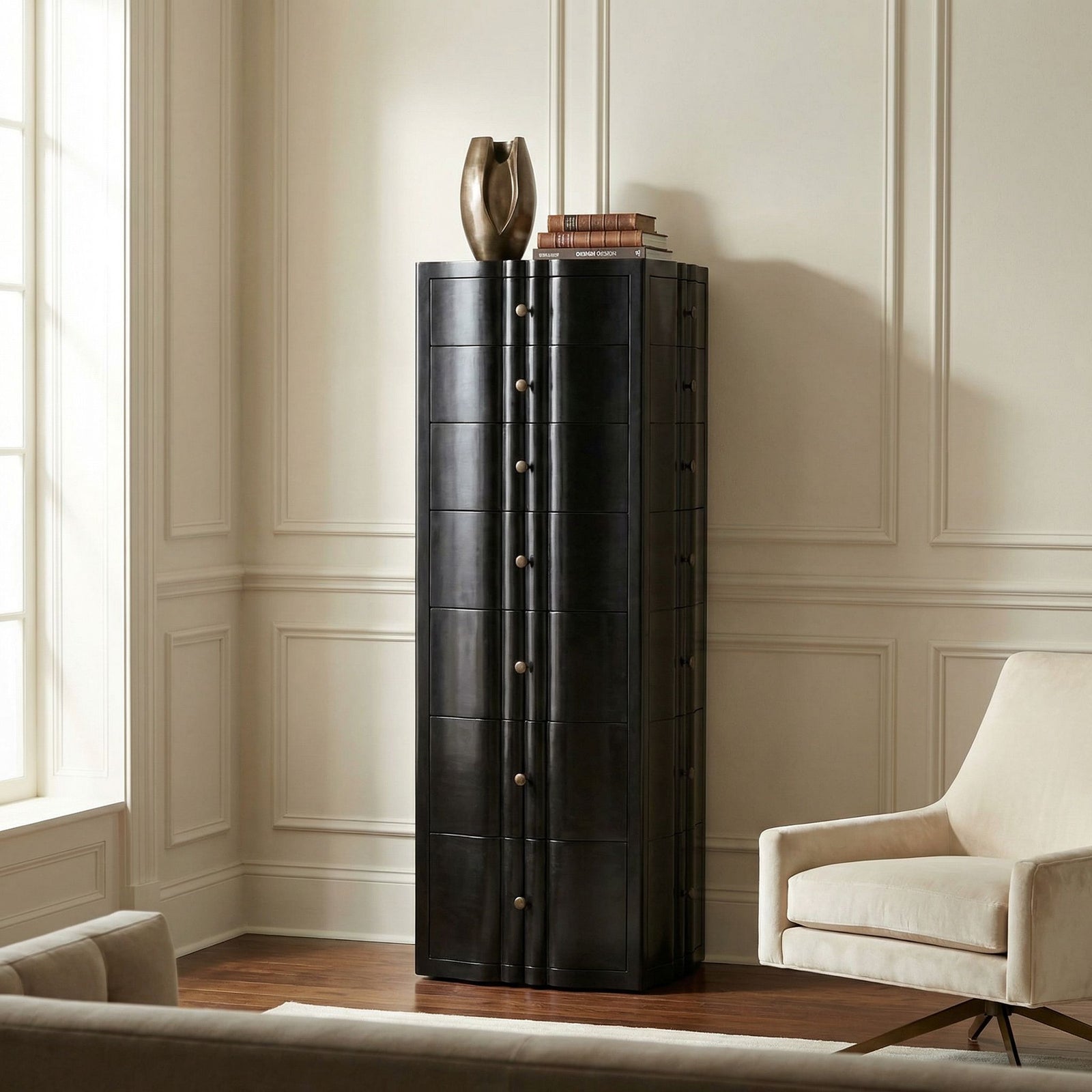 Noir - Monolith Four Sided Tower Chest - GDRE254HB