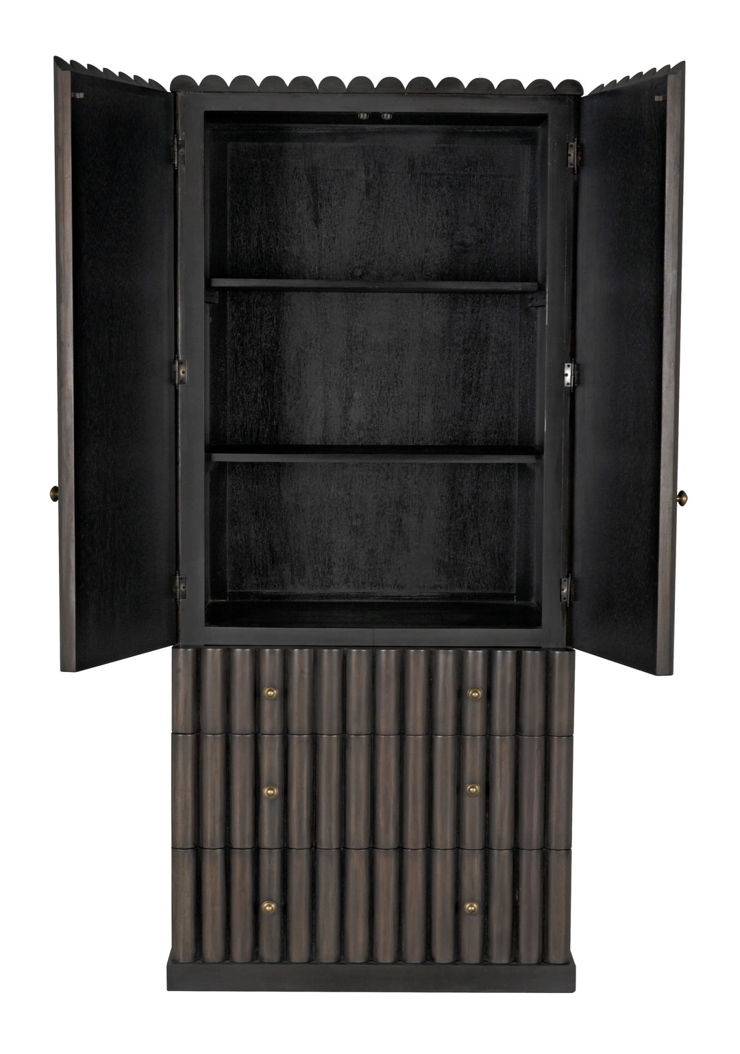 American Home Furniture | Noir - Amunet Hutch, Pale Rubbed with Light Brown Trim