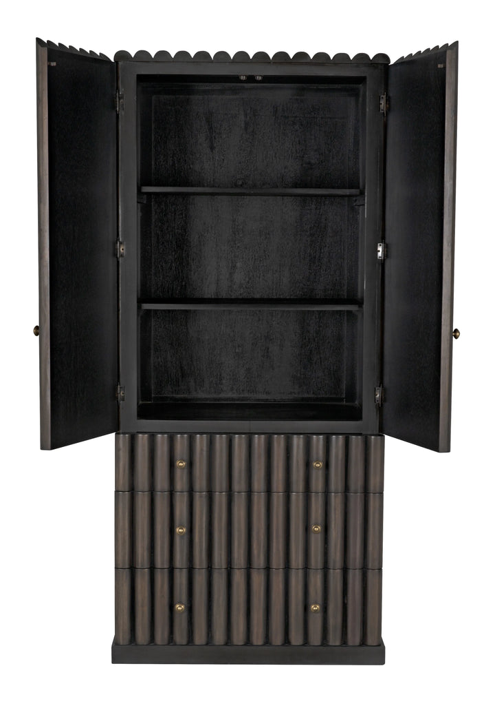 American Home Furniture | Noir - Amunet Hutch, Pale Rubbed with Light Brown Trim