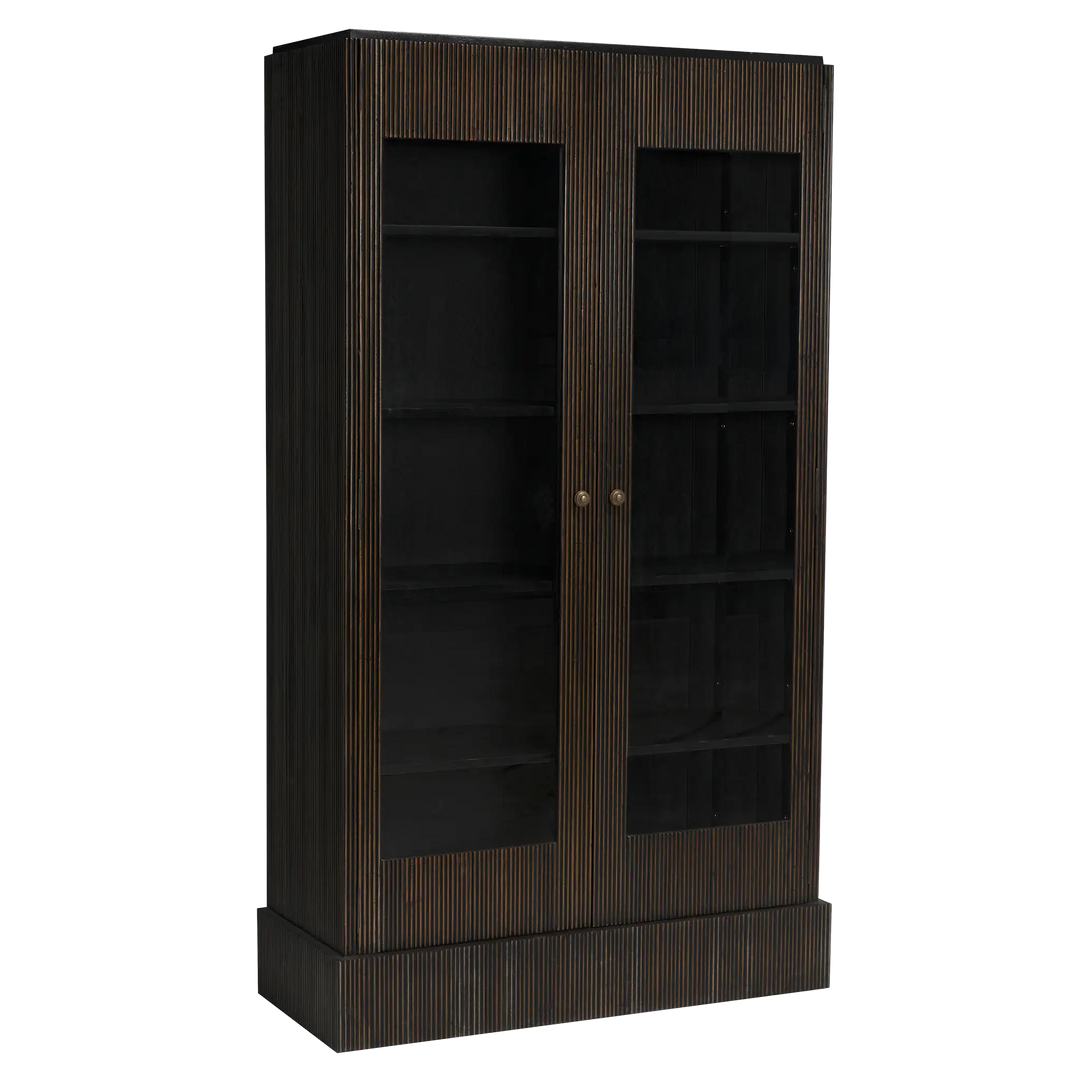 American Home Furniture | Noir - Noho Hutch, Hand Rubbed Black with Light Brown Trim