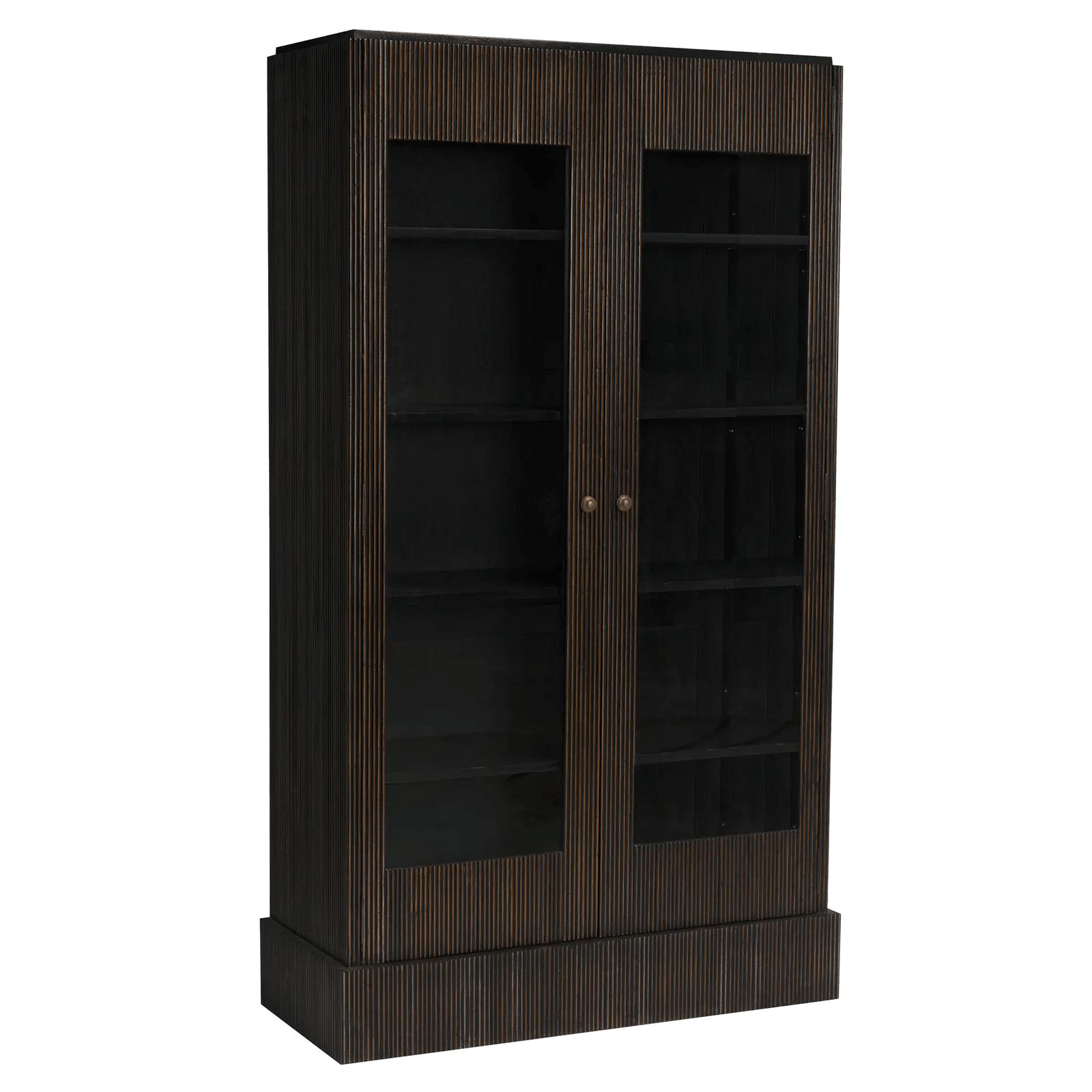 Noir Noho Hutch, Hand Rubbed Black with Light Brown Trim CABINETS