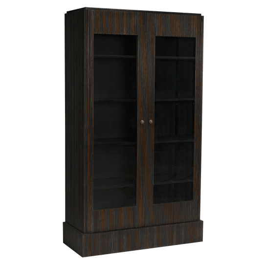 Noir Noho Hutch, Hand Rubbed Black with Light Brown Trim CABINETS