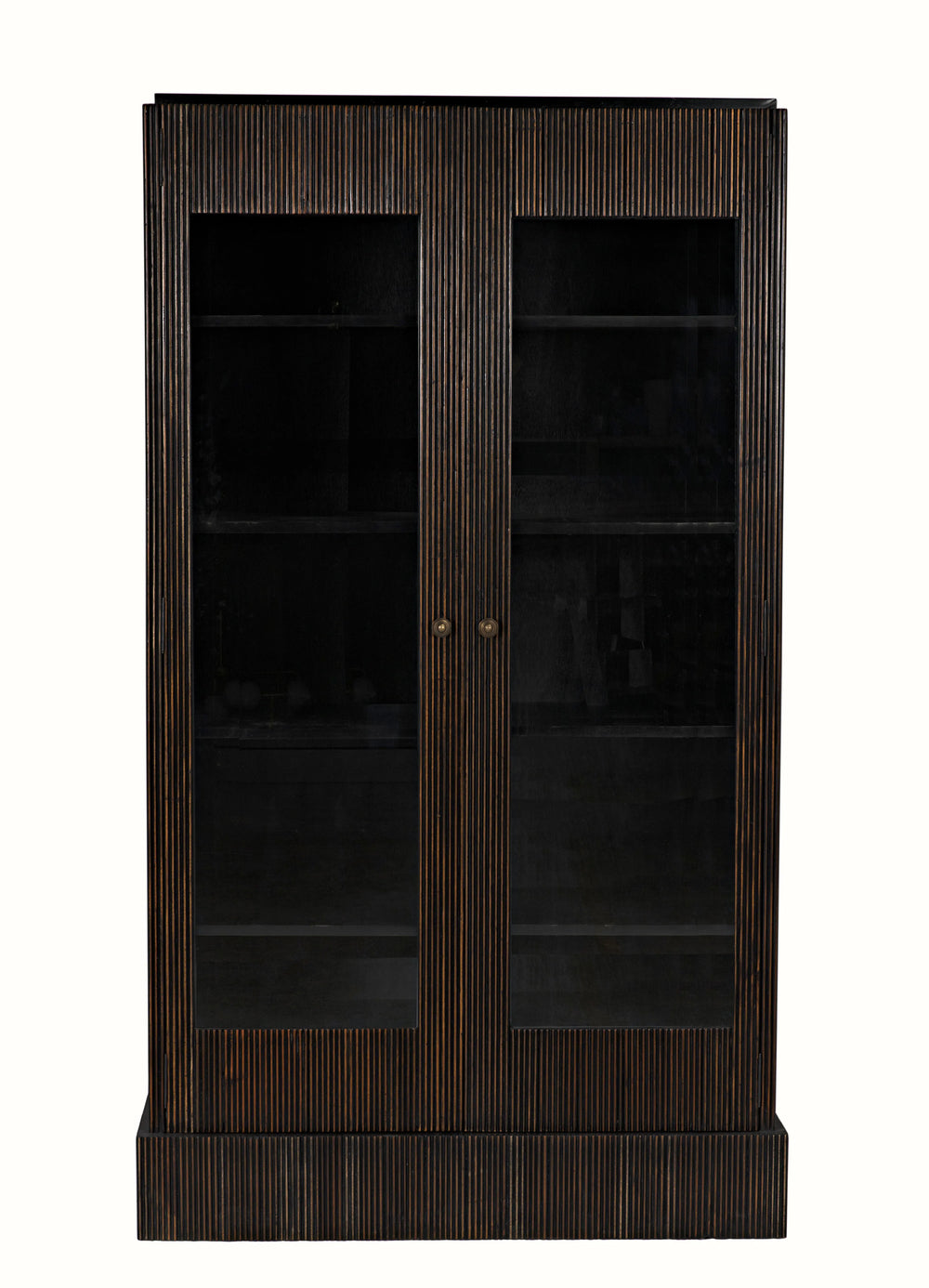 American Home Furniture | Noir - Noho Hutch, Hand Rubbed Black with Light Brown Trim