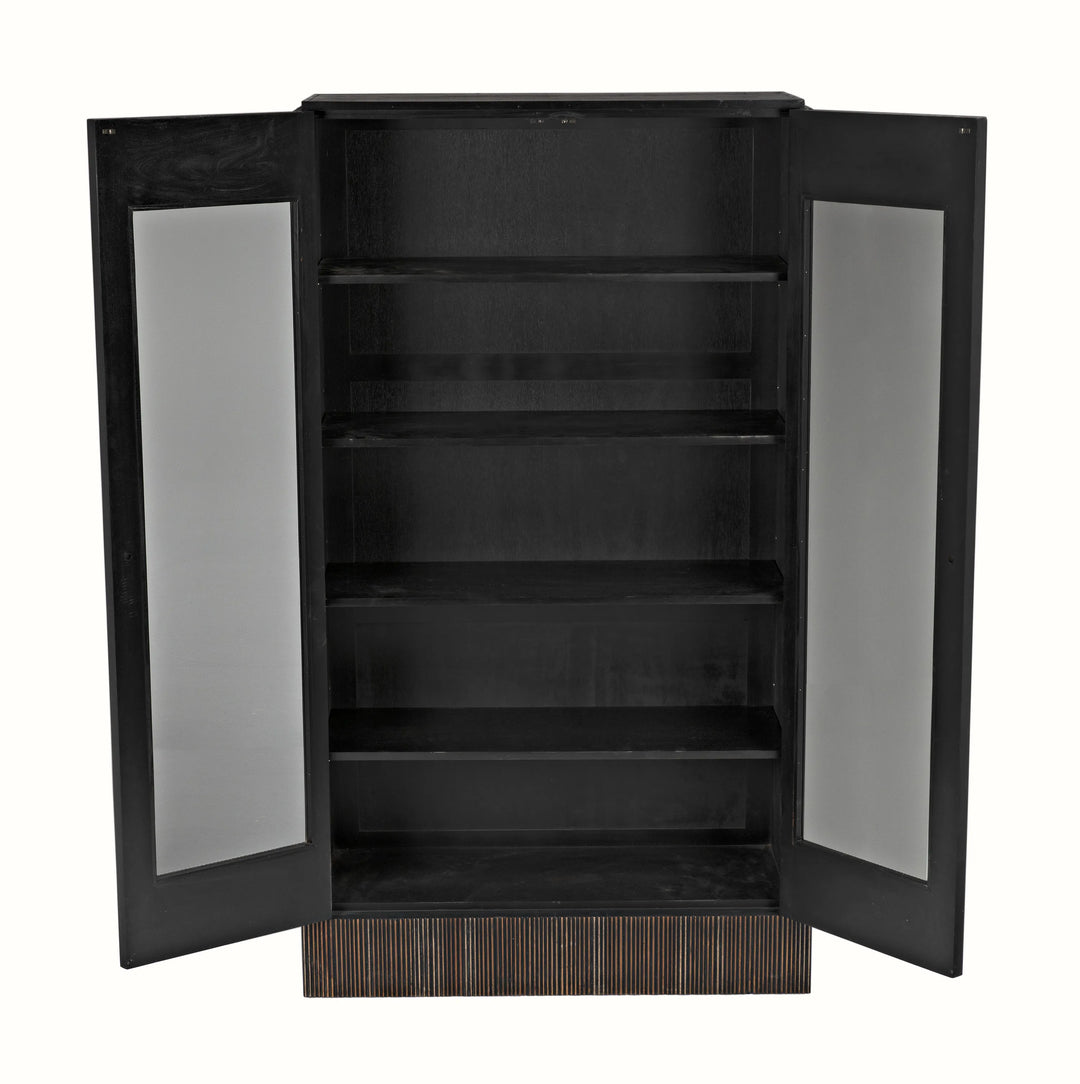 American Home Furniture | Noir - Noho Hutch, Hand Rubbed Black with Light Brown Trim