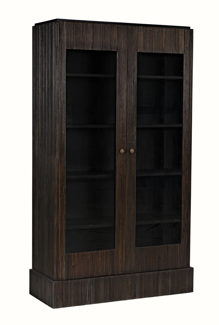 American Home Furniture | Noir - Noho Hutch, Hand Rubbed Black with Light Brown Trim