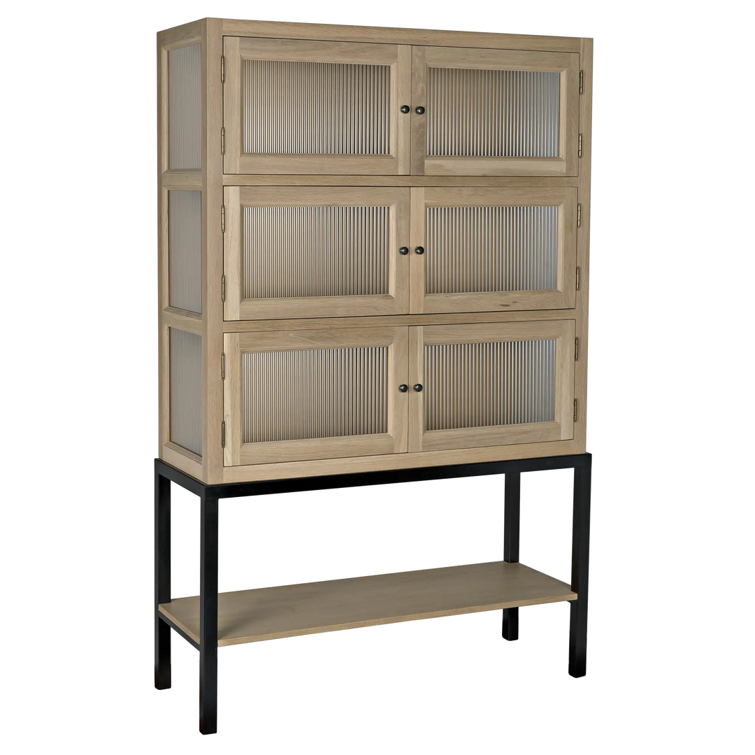 American Home Furniture | Noir - Darien Hutch, White Oak with Industrial Steel