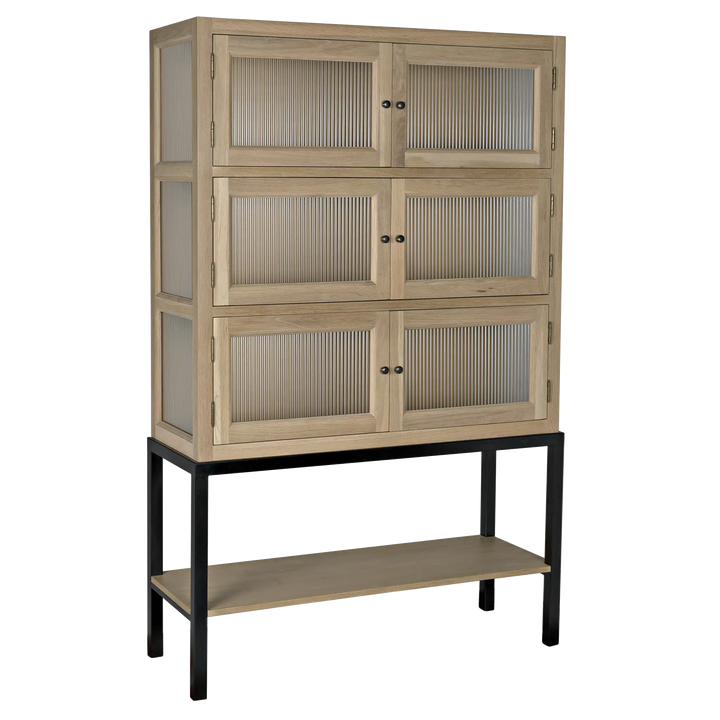 American Home Furniture | Noir - Darien Hutch, White Oak with Industrial Steel