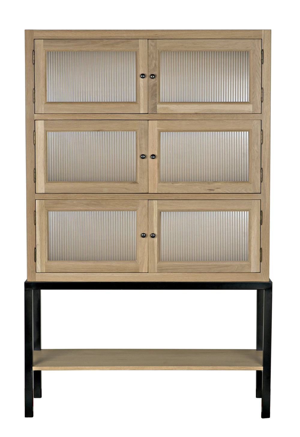 American Home Furniture | Noir - Darien Hutch, White Oak with Industrial Steel