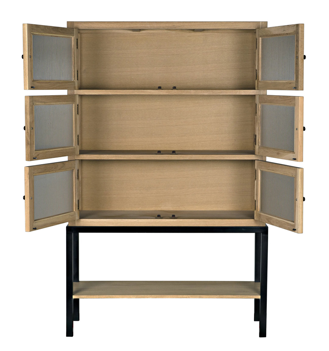 American Home Furniture | Noir - Darien Hutch, White Oak with Industrial Steel