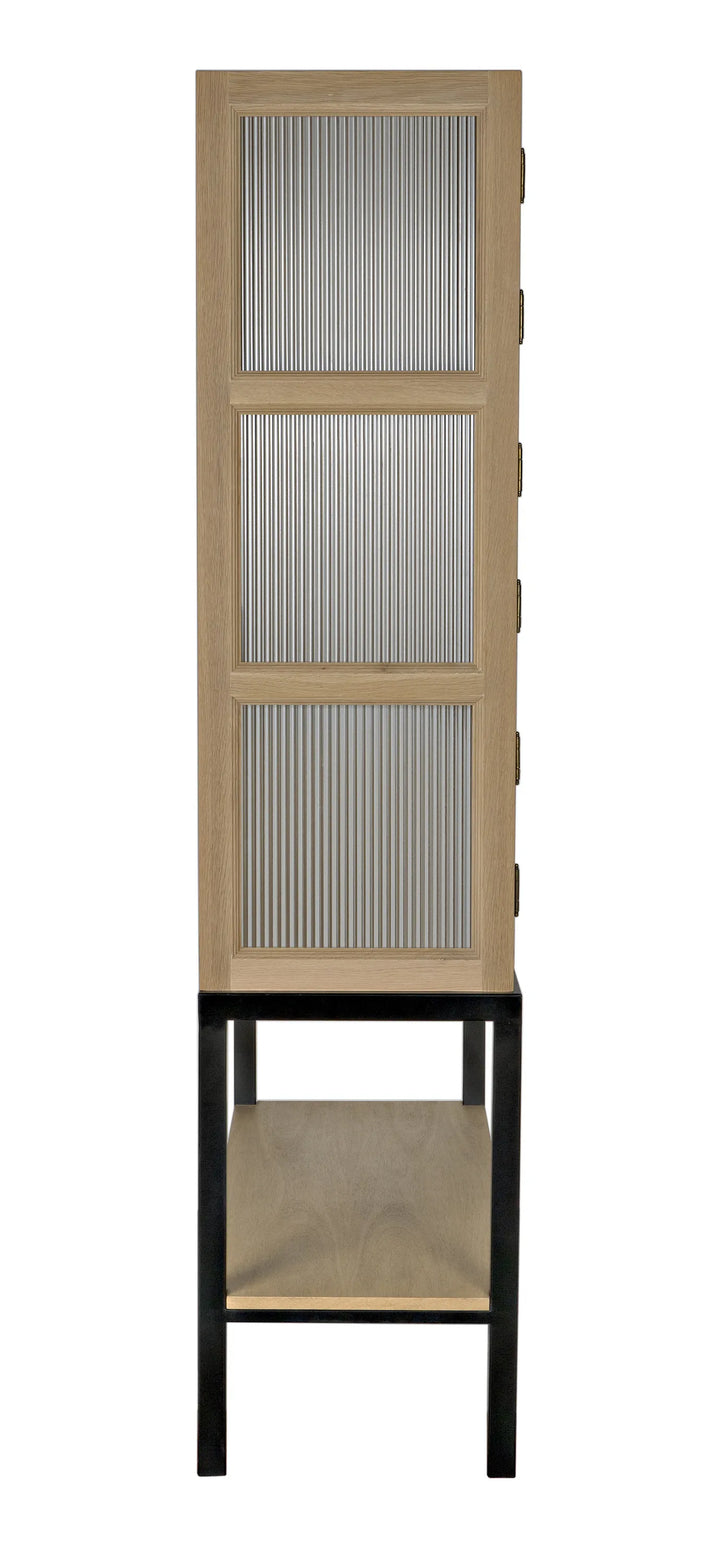 American Home Furniture | Noir - Darien Hutch, White Oak with Industrial Steel