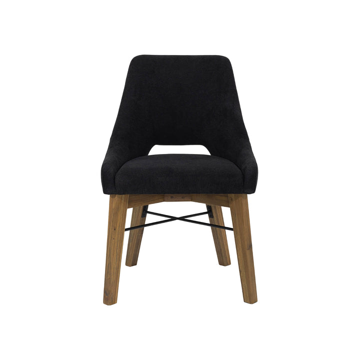 Gia Curved Dining Chair - Graphite Grey/Warm Pecan