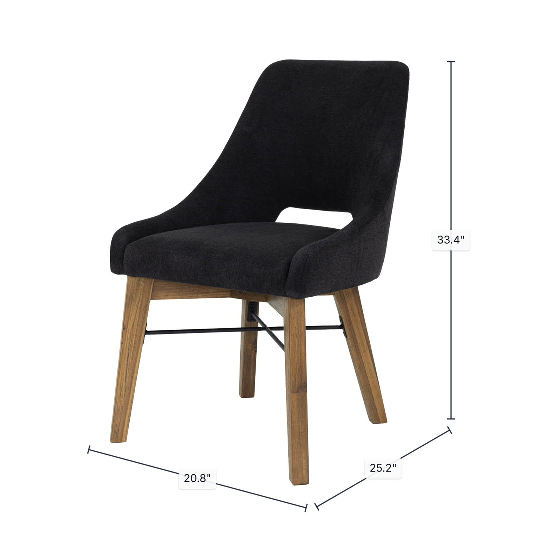 Gia Curved Dining Chair - Graphite Grey/Warm Pecan
