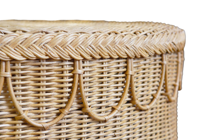 Round Coffee Table With Scalloped Detail In Natural Woven Rattan - GIADA