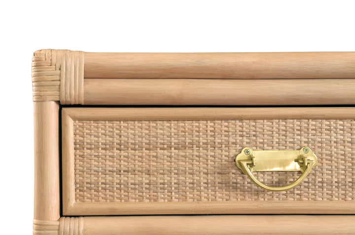 Two Drawer Console With Decorative Back In Natural Rattan - GIDEON NAT