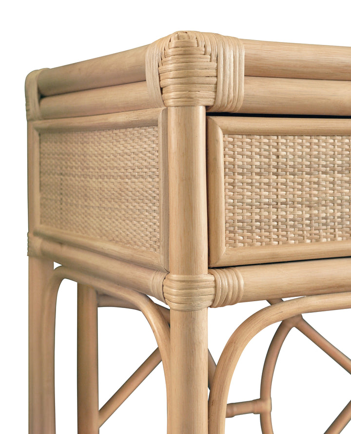 Two Drawer Console With Decorative Back In Natural Rattan - GIDEON NAT