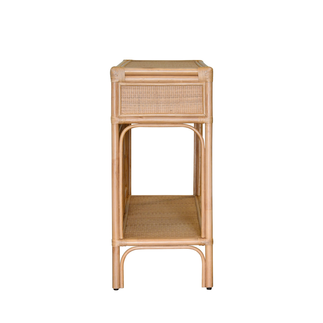Two Drawer Console With Decorative Back In Natural Rattan - GIDEON NAT