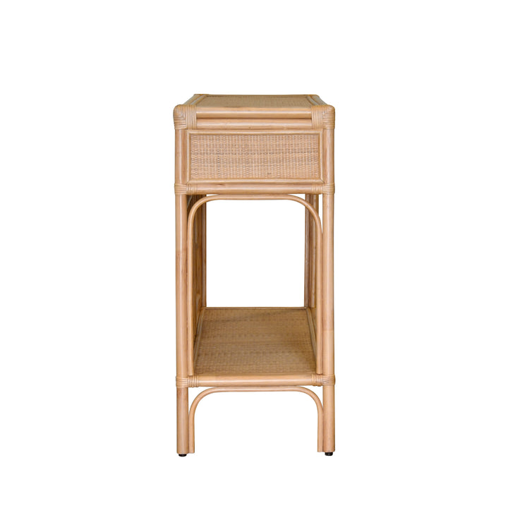 Two Drawer Console With Decorative Back In Natural Rattan - GIDEON NAT
