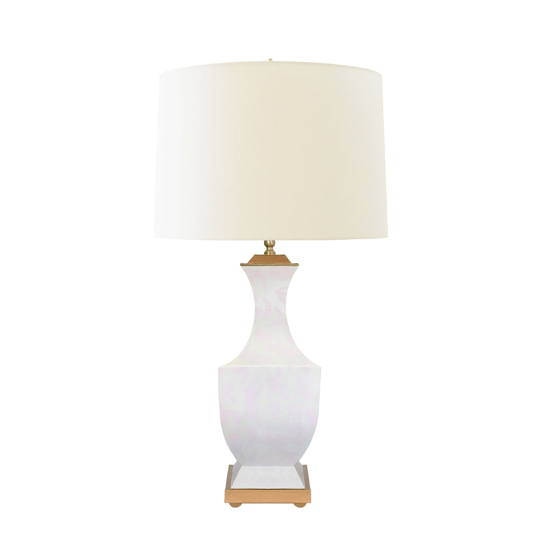 Handpainted Tole Table Lamp In Light Pink Strokes Pattern - GINA STROKES PI