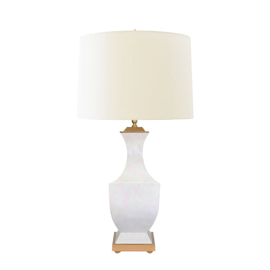 Handpainted Tole Table Lamp In Light Pink Strokes Pattern - GINA STROKES PI