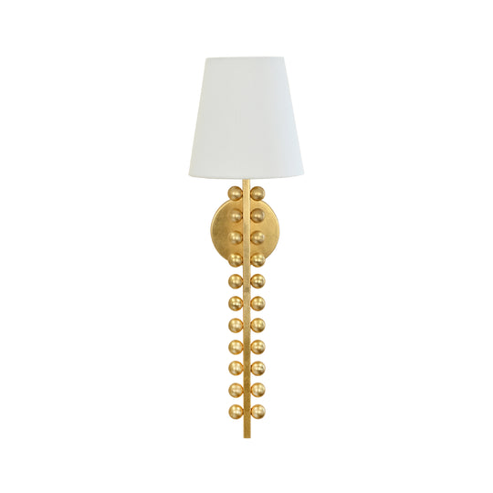 One Arm Ball Lined Sconce With White Linen Shade - GINO G