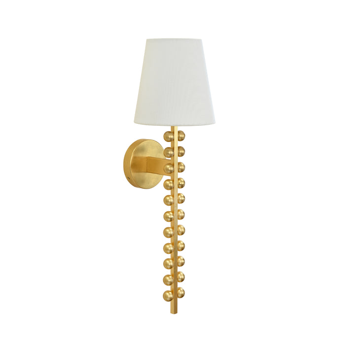 One Arm Ball Lined Sconce With White Linen Shade - GINO G