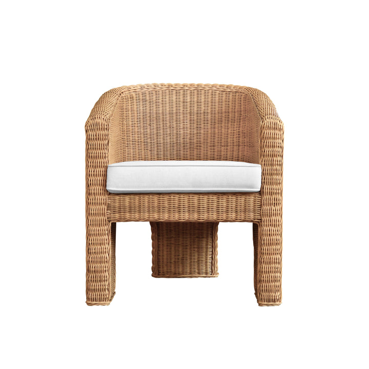 Rattan Three Leg Lounge Chair With Performance Ivory Linen - GIZA