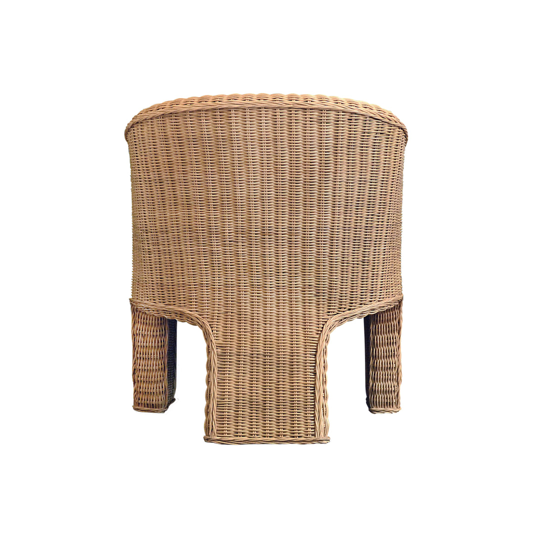 Rattan Three Leg Lounge Chair With Performance Ivory Linen - GIZA