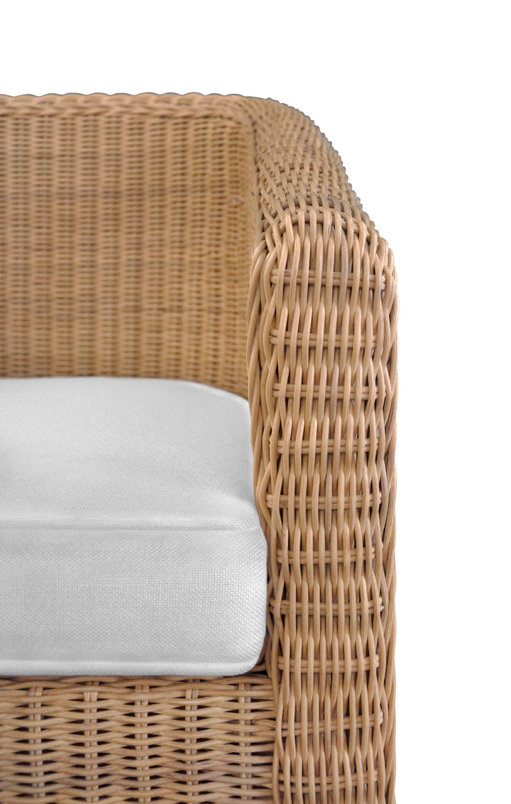 Rattan Three Leg Lounge Chair With Performance Ivory Linen - GIZA