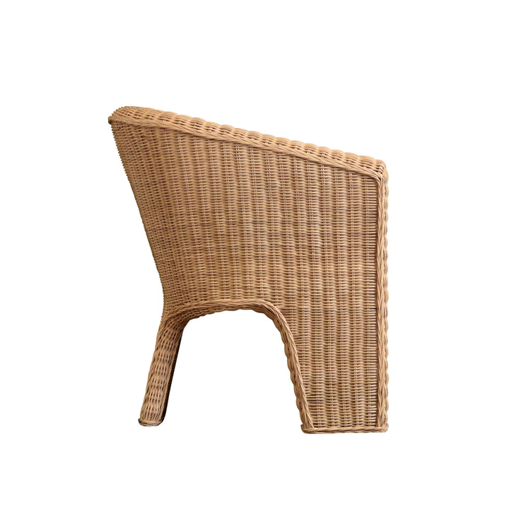 Rattan Three Leg Lounge Chair With Performance Ivory Linen - GIZA