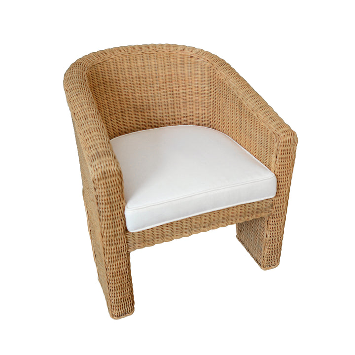 Rattan Three Leg Lounge Chair With Performance Ivory Linen - GIZA